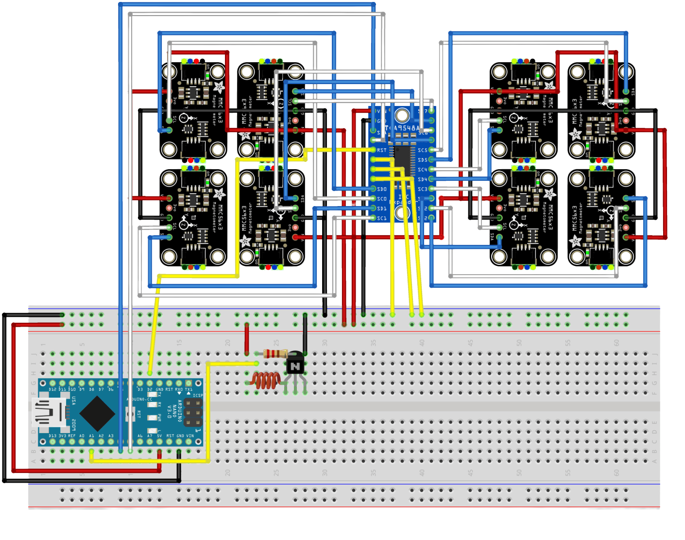 GestureLink wiring and sensor acquisition layout.