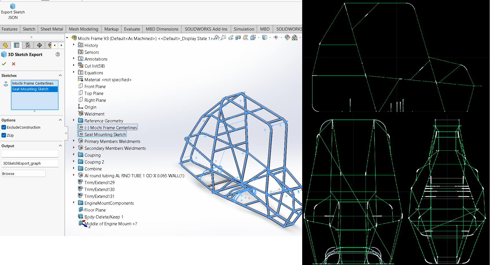 SOLIDWORKS sketch exporter interface